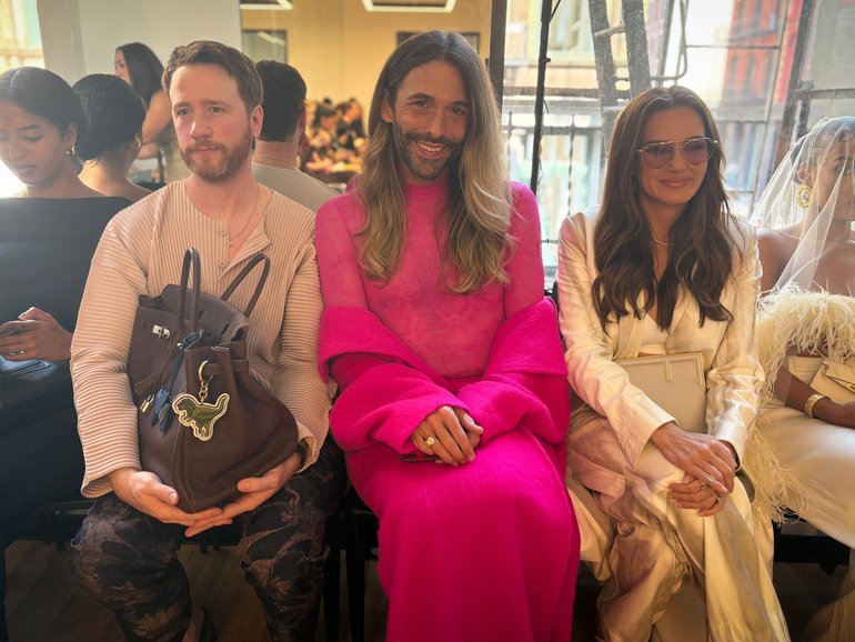 Jonathan Van Ness, centre, of Netflix's “Queer Eye,” joked at a Lapointe show that they've come a long way since wearing decade-old H&M pants to Fashion Week.