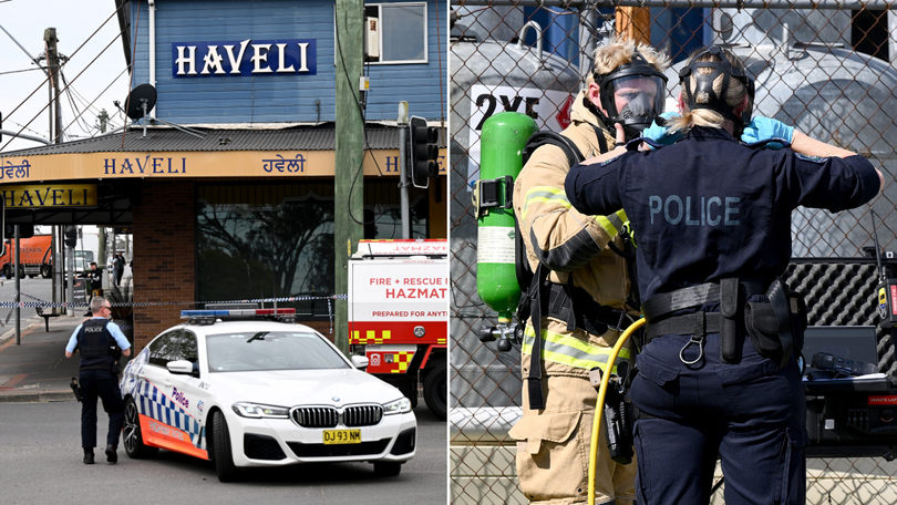 Emergency services at the scene of the gas leak.