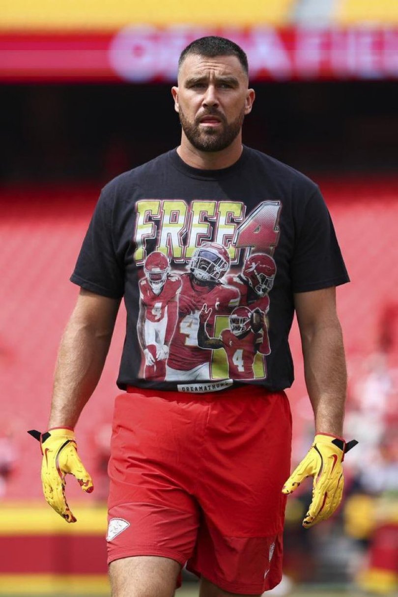 Travis Kelce has found himself in hot water over the shirt he wore pregame at the weekend.