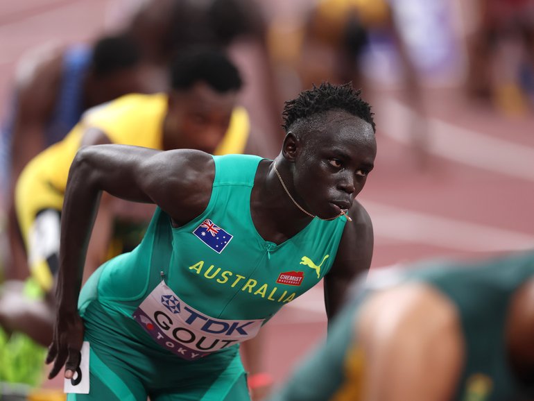 TOKYO, JAPAN - SEPTEMBER 17: Gout Gout of Team Australia during the Men's 200 Metres Heats on day five of the World Athletics Championships Tokyo 2025 at National Stadium on September 17, 2025 in Tokyo, Japan. (Photo by Julian Finney/Getty Images)