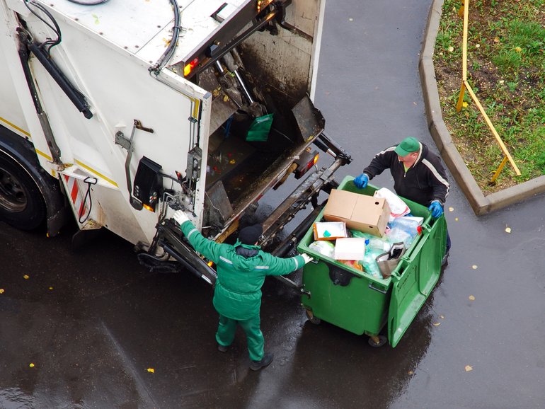 Vitalij Maceljuch, 36, was crushed to death inside a rubbish truck. 