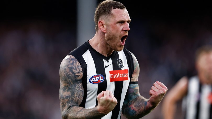 Tim Membrey of the Magpies celebrates a goal.