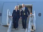 Australian Prime Minister Anthony Albanese and partner Jodie Haydon arrive at John F. Kennedy airport in New York.