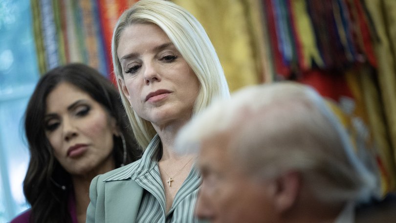 Attorney General Pam Bondi and President Donald Trump in the Oval Office.