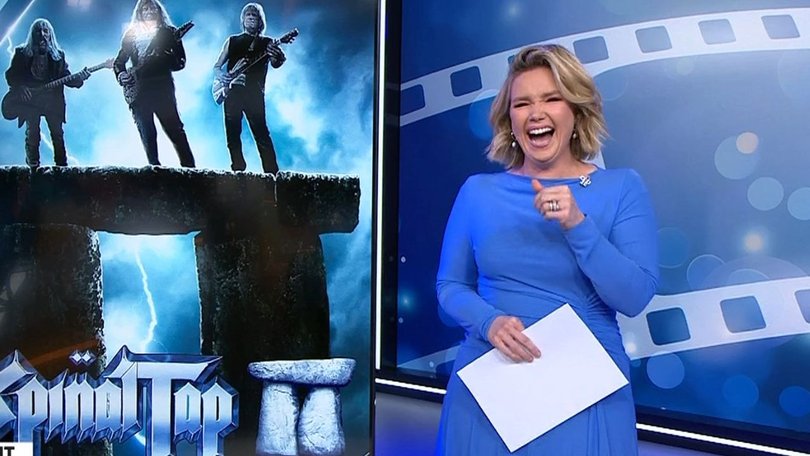Sunrise star Edwina Bartholomew struggled to contain her laughter, prompting colleagues Natalie Barr and David Woiwod to jump in and take over.