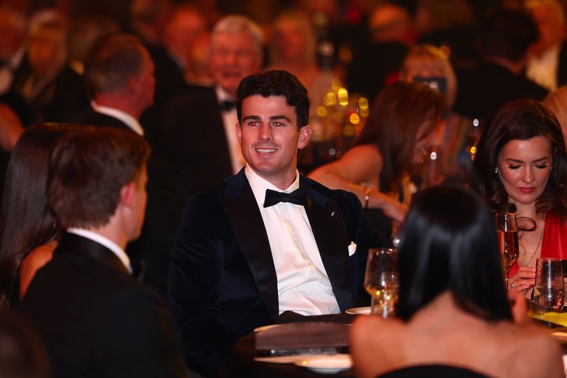 MELBOURNE, AUSTRALIA - SEPTEMBER 22: Andrew Brayshaw of the Dockers looks on at the 2025 Brownlow Medal on September 22, 2025 in Melbourne, Australia. (Photo by Morgan Hancock/Getty Images via AFL Photos)