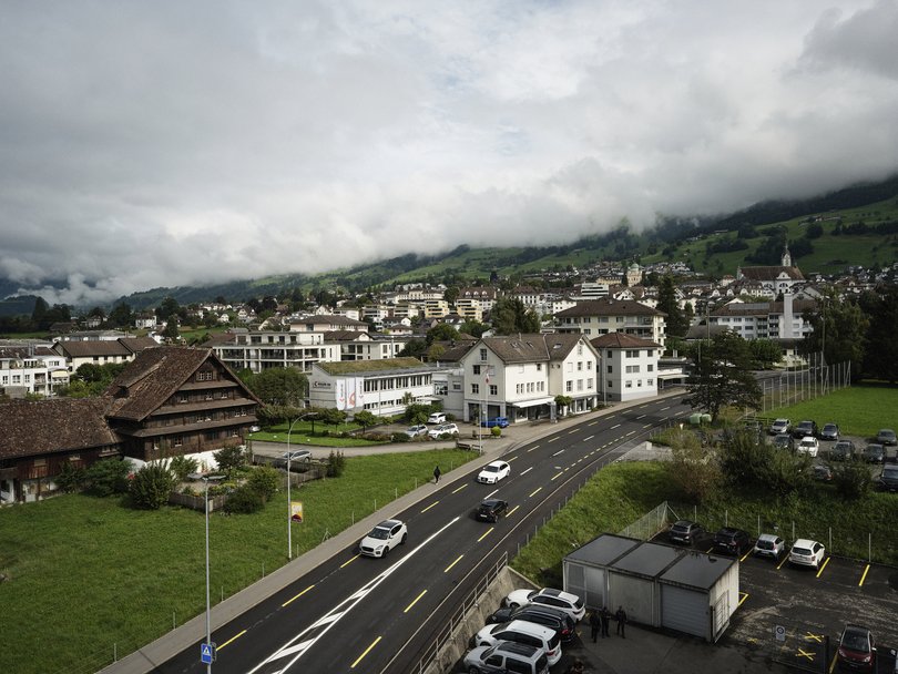 A view of the village from the Victorinox Swiss Army knife factory.