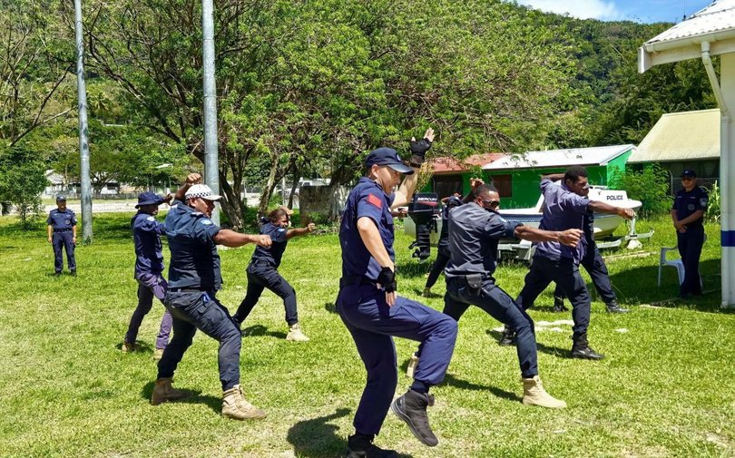 Chinese officers train Vanuatu police. Picture: Chinese embassy Vanuatu