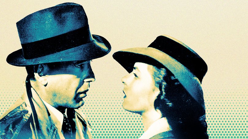 Humphrey Bogart and Ingrid Bergman in Casablanca.