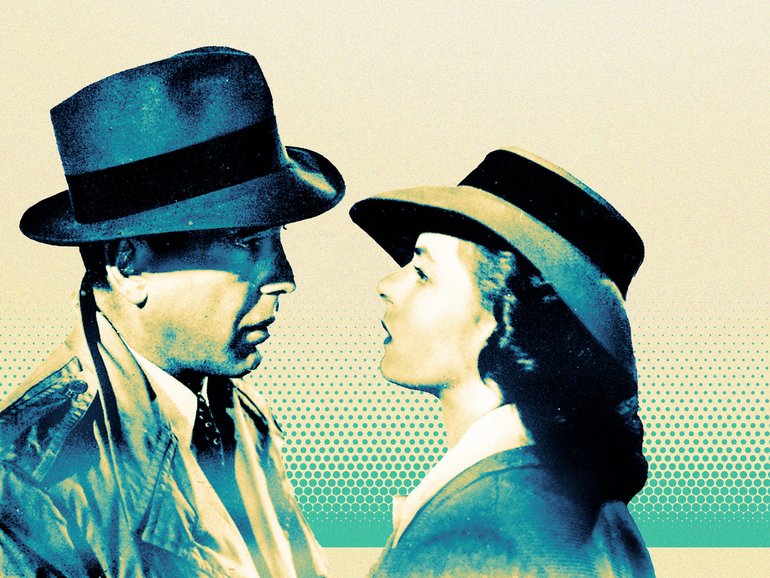 Humphrey Bogart and Ingrid Bergman in Casablanca.