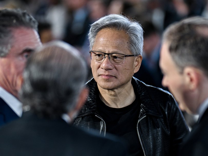 Jensen Huang, Nvidia’s chief executive, at an artificial intelligence summit in Washington, July 23, 2025. 