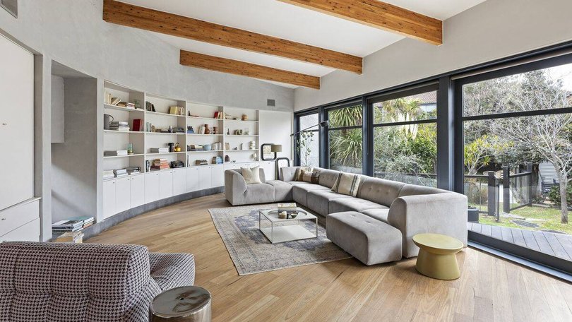 The half circle living room is Mr Van Schoonhoven's favourite part of the home. Pic: RT Edgar Caulfield.