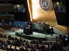 President Donald Trump addresses the 80th session of the United Nations General Assembly at United Nations headquarters.