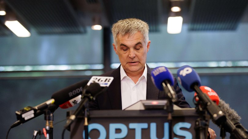 Optus CEO Stephen Rue provided an update to the media with regards to the triple-0 call failures. Picture: NewsWire / Max Mason-Hubers