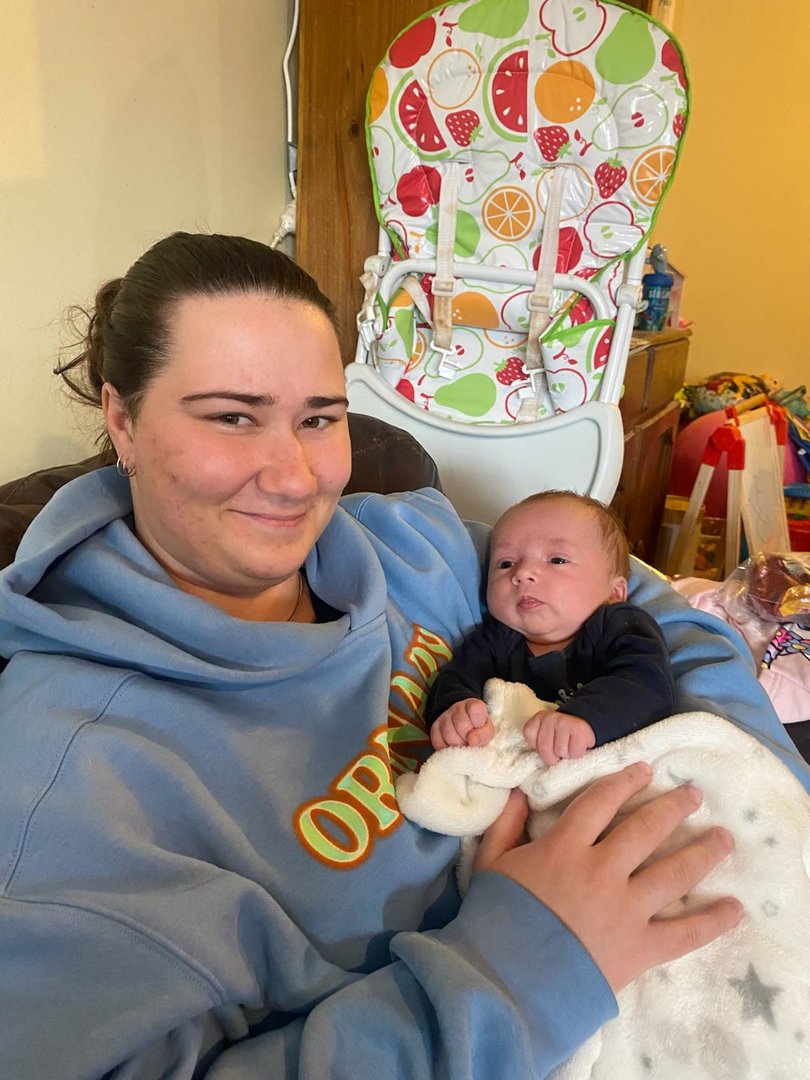 Tara Winston's fiancee Rhiannon with baby Ryan.
