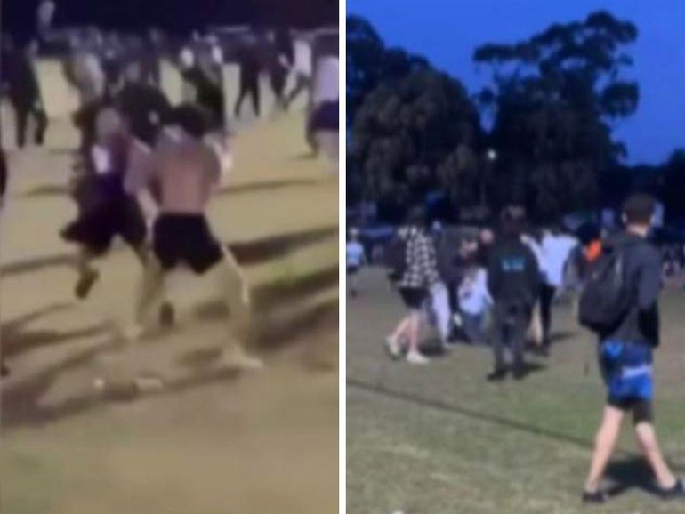 The fight broke out shortly after 6pm on Tuesday.