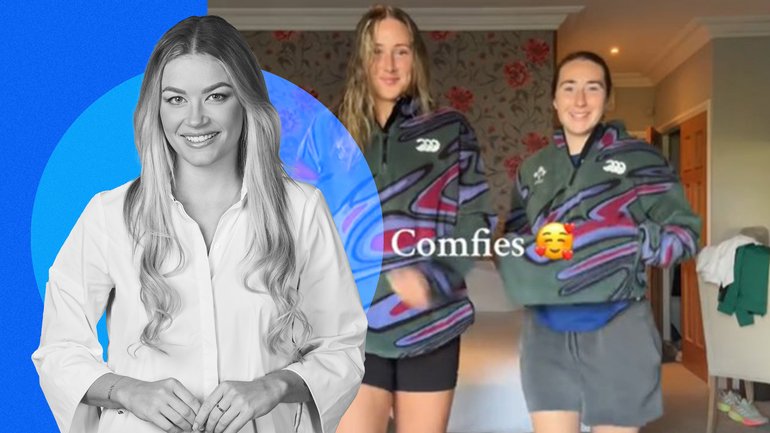 Anna McGann, left,  now viral TikTok post.