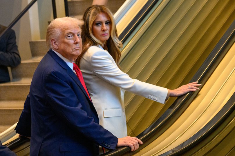 President Donald Trump and first lady Melania Trump arrive for the 80th session of the UN’s General Assembly on September 23, 2025 in New York City. 
