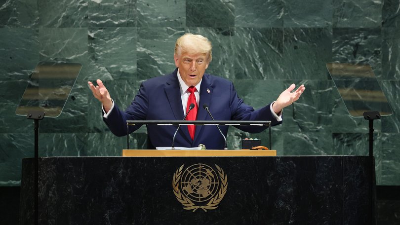 President Donald Trump speaks during the United Nations General Assembly (UNGA) at the United Nations headquarters in New York City. 