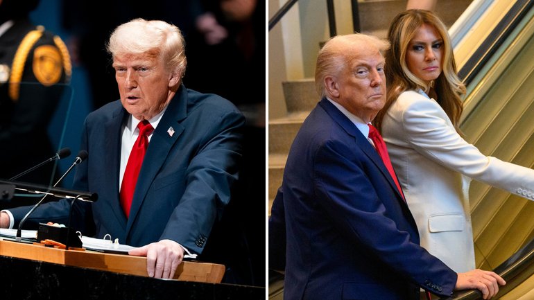 US President Donald Trump encountered a pair of mishaps as he addressed the UN General Assembly, prompting a fiery speech.