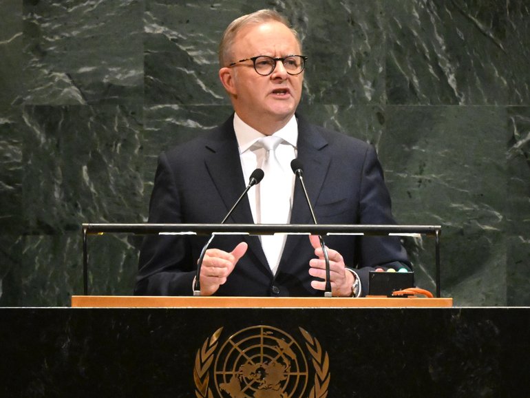Australian Prime Minister Anthony Albanese addresses the 80th session of the United Nations General Assembly.