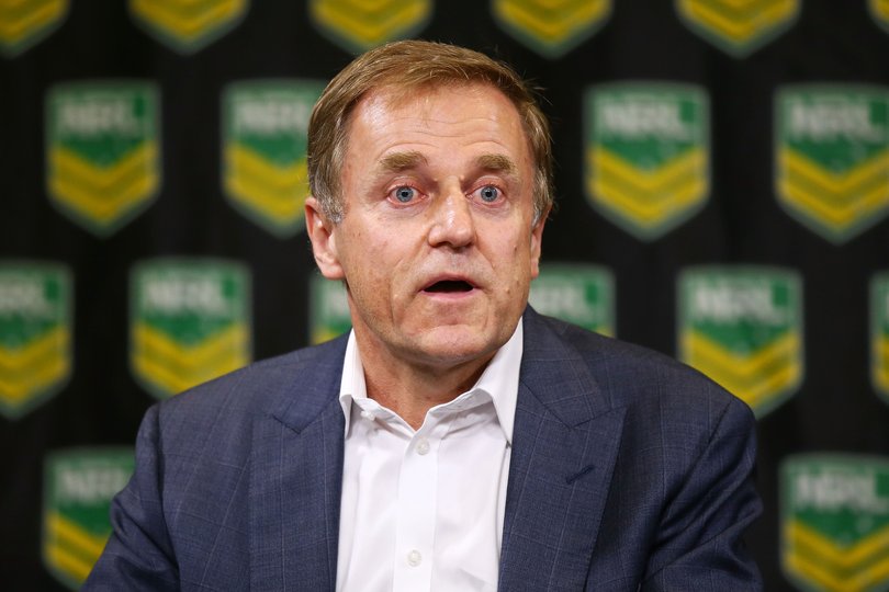 News Corp Australia CEO Peter Tonagh speaks during a NRL media announcement at Rugby League Central.
