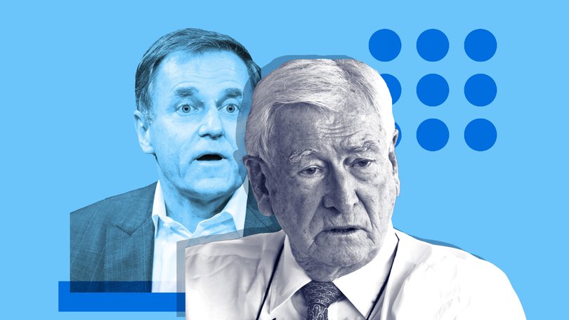 Nine’s incoming chairman Peter Tonagh and long-time shareholder in the company Bruce Gordon.