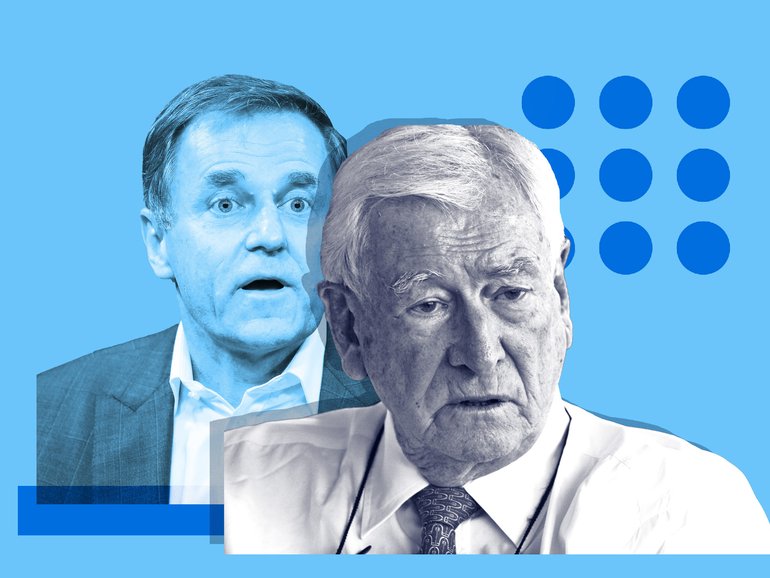 Nine’s incoming chairman Peter Tonagh and long-time shareholder in the company Bruce Gordon.
