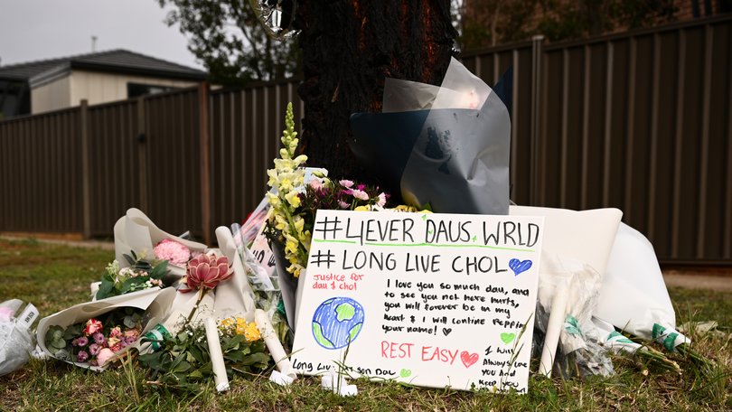 Tributes at the scene of a fatal stabbing in Cobblebank, Melbourne, Wednesday, September 10, 2025.