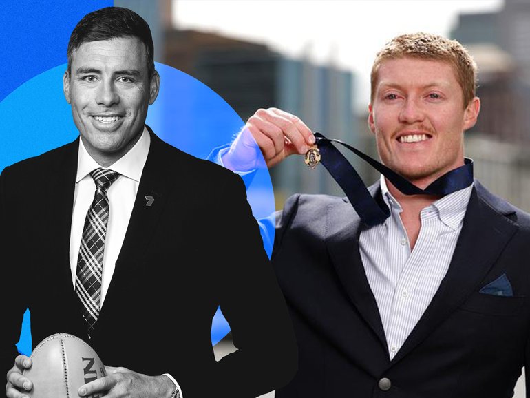 Matt Rowell celebrating his Brownlow Medal win.