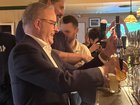 Anthony Albanese has backed up his United Nations address by shouting rounds and pouring beers at a popular Aussie expat pub in New York City. 