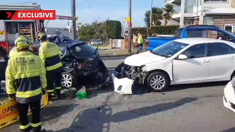 At least two cars were severely damaged following the crash.
