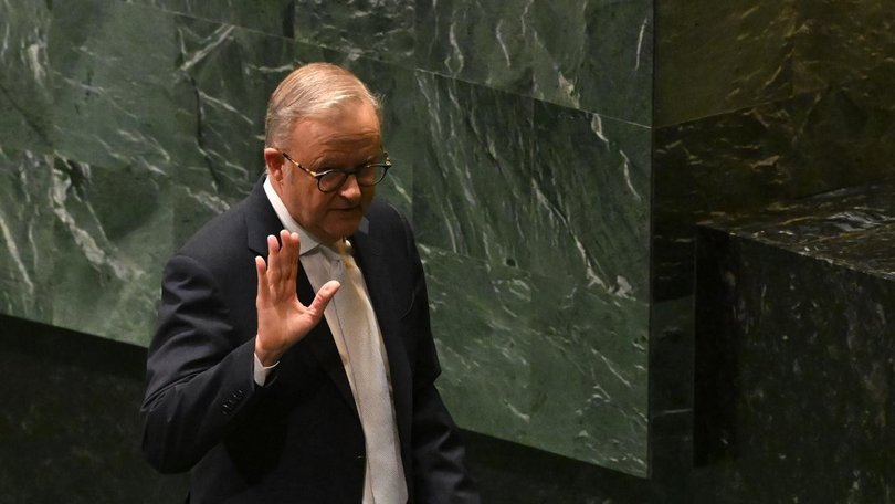 Prime Minister Anthony Albanese capped off his trip by announcing Australia's Security Council bid. (Lukas Coch/AAP PHOTOS)