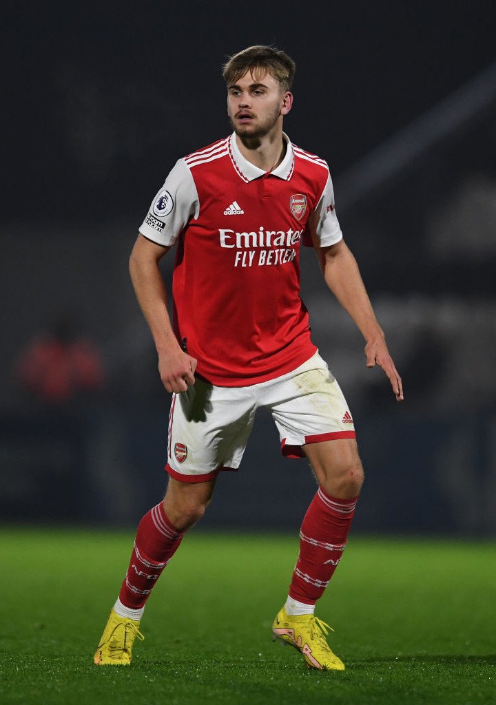 Billy Vigar in action for Arsenal’s U21 side during an International Cup match in 2022.