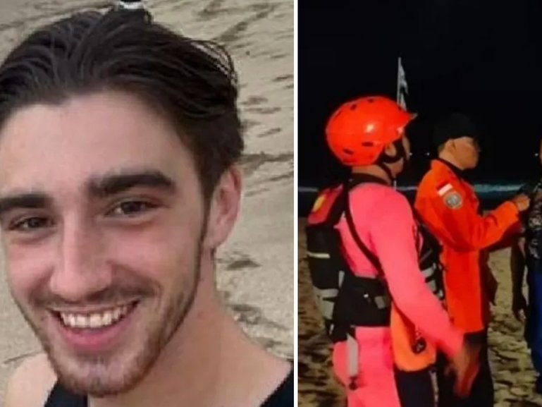 A frantic search is happening in Bali after the tourist was swept out to sea.