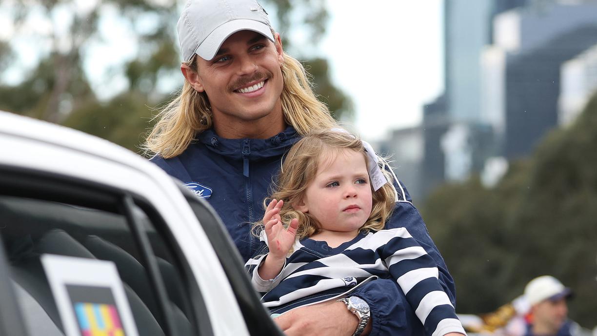 Bailey Smith of the Cats smiles during the 2025 AFL Grand Final Parade.