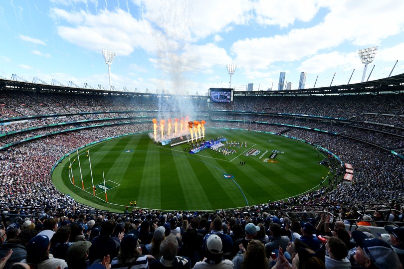 MELBOURNE, AUSTRALIA - SEPTEMBER 27: A general view as Snoop Dogg performs ahead of the AFL Grand Final match between Geelong Cats and Brisbane Lions at Melbourne Cricket Ground on September 27, 2025 in Melbourne, Australia. (Photo by Josh Chadwick/AFL Photos)