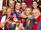 Josh Dunkley celebrates his third premiership with family.