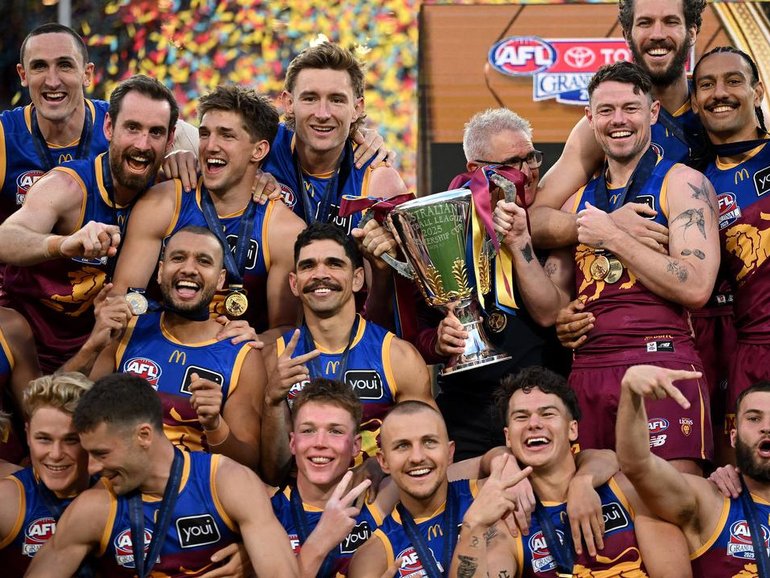 The Lions proved far too strong for Geelong to claim their second straight AFL flag. 