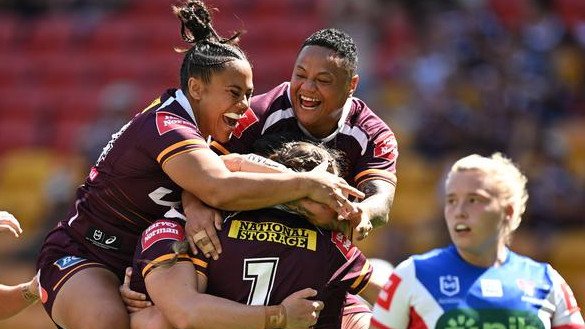 The Broncos were all smiles as they ran over the top of the Knights.  (Dave Hunt/AAP PHOTOS)