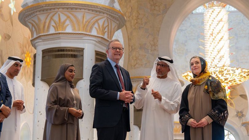 Prime Minister Anthony Albanese at Sheikh Zayed Grand Mosque in Abu Dhabi today.