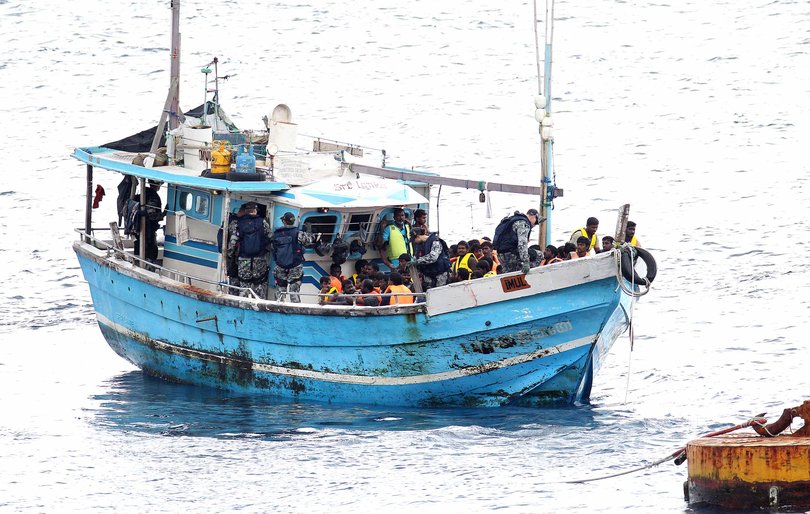 Boats carrying asylum-seekers off Christmas Island.