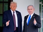 US President Donald Trump greets Israeli Prime Minister Benjamin Netanyahu at the White House.