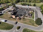 Little remained of The Church of Jesus Christ of Latter-day Saints chapel the day after a former Marine opened fire and set the building ablaze in Grand Blanc Township, Mich., Monday, Sept. 29, 2025. (AP Photo/Mark Vancleave)