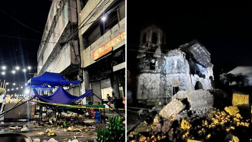 An earthquake of magnitude 6.9 has struck in waters in the centre of the Philippines, sending people running out into the streets.