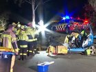 Horror crash leaves car split down the middle.