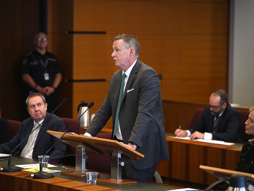 The chief lawyer for the inquiry in the Queensland construction industry, Liam Kelly KC giving his opening speech Wednesday morning.