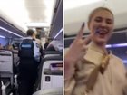 Arabella O’Byrne was filmed strutting down the aisle of a Sydney-bound flight from Vanuatu in July after drunken mid-flight act.