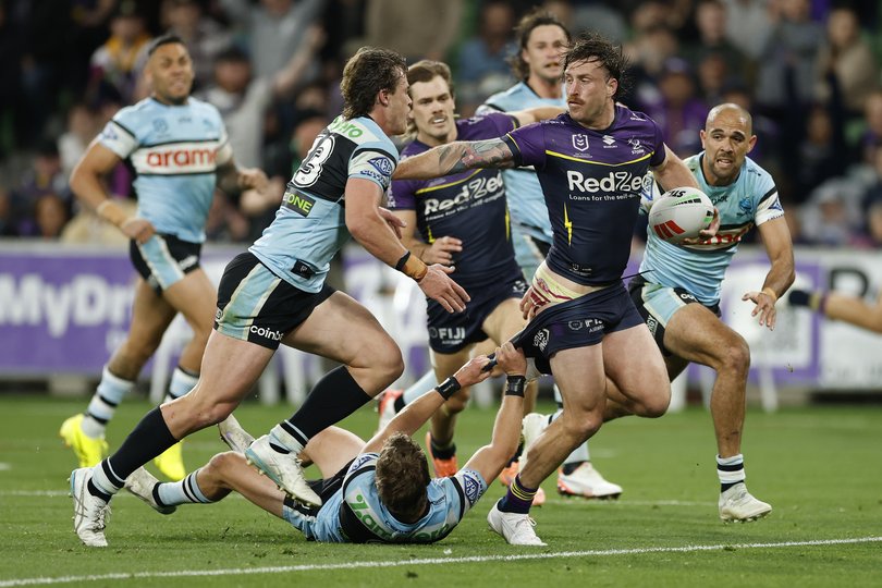 Cameron Munster almost getting dacked against the Sharks.