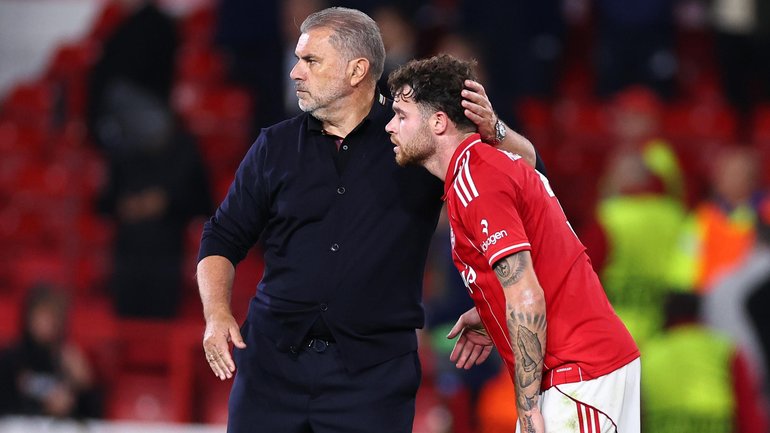 Upset Nottingham Forest fans chanted ‘sacked in the morning’ at under-fire boss Ange Postecoglou. 